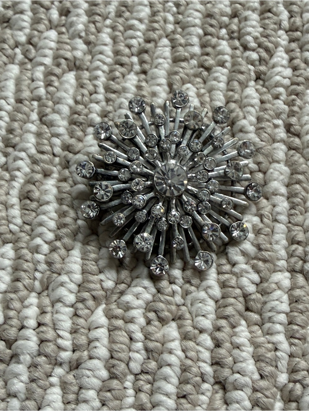 Crystal Burst Silver-Tone Brooch - Sparkling Starburst Accent